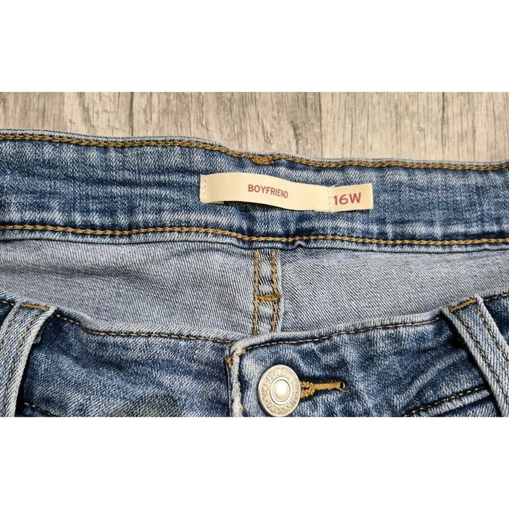Levi's Boyfriend Jeans Womens 16W Blue Denim Cotton Stretch High Rise Distressed - Picture 6 of 10
